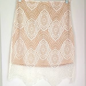 Lily rose cream skirt w white lace